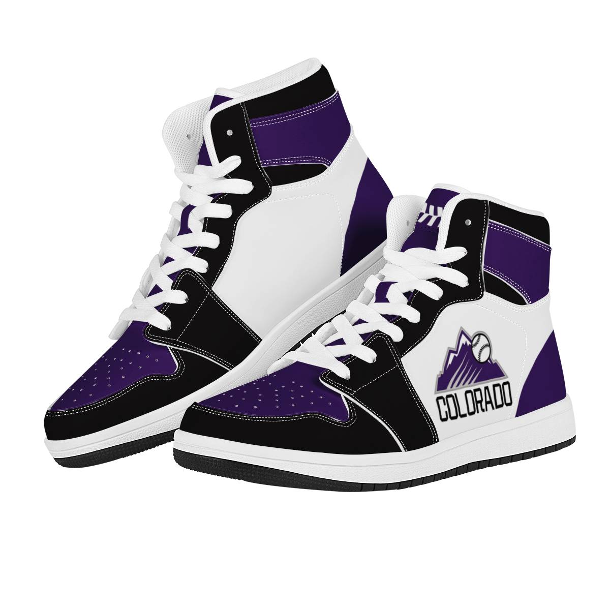 Men's Colorado Rockies High Top Leather AJ1 Sneakers 001